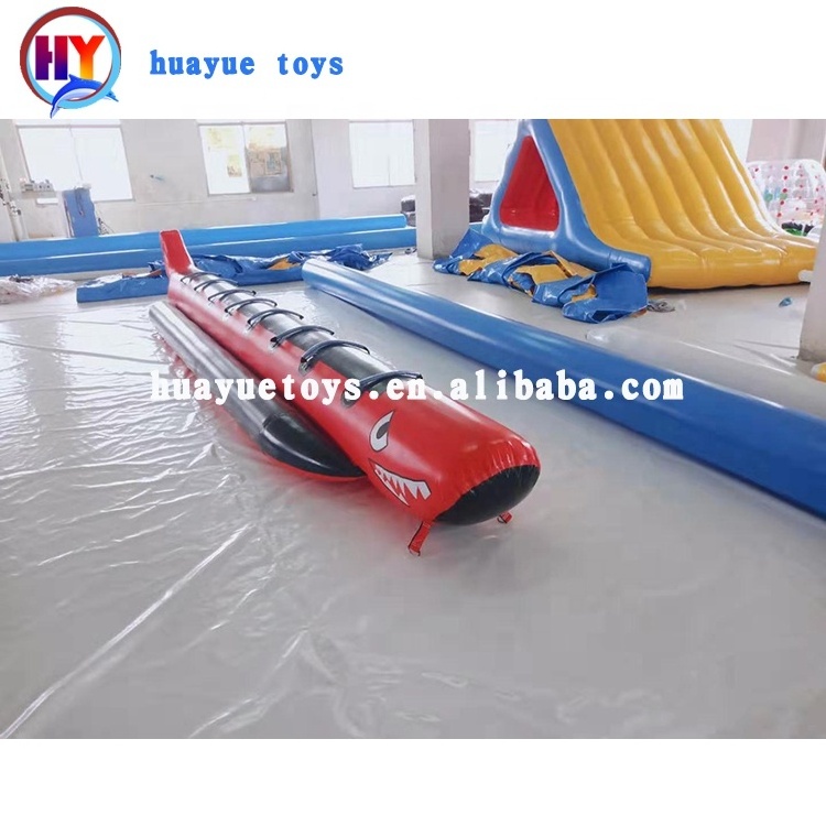 2023 Hot sales summer outdoor commercial inflatable shark banana boat for 8 persons for kids and adults for water games