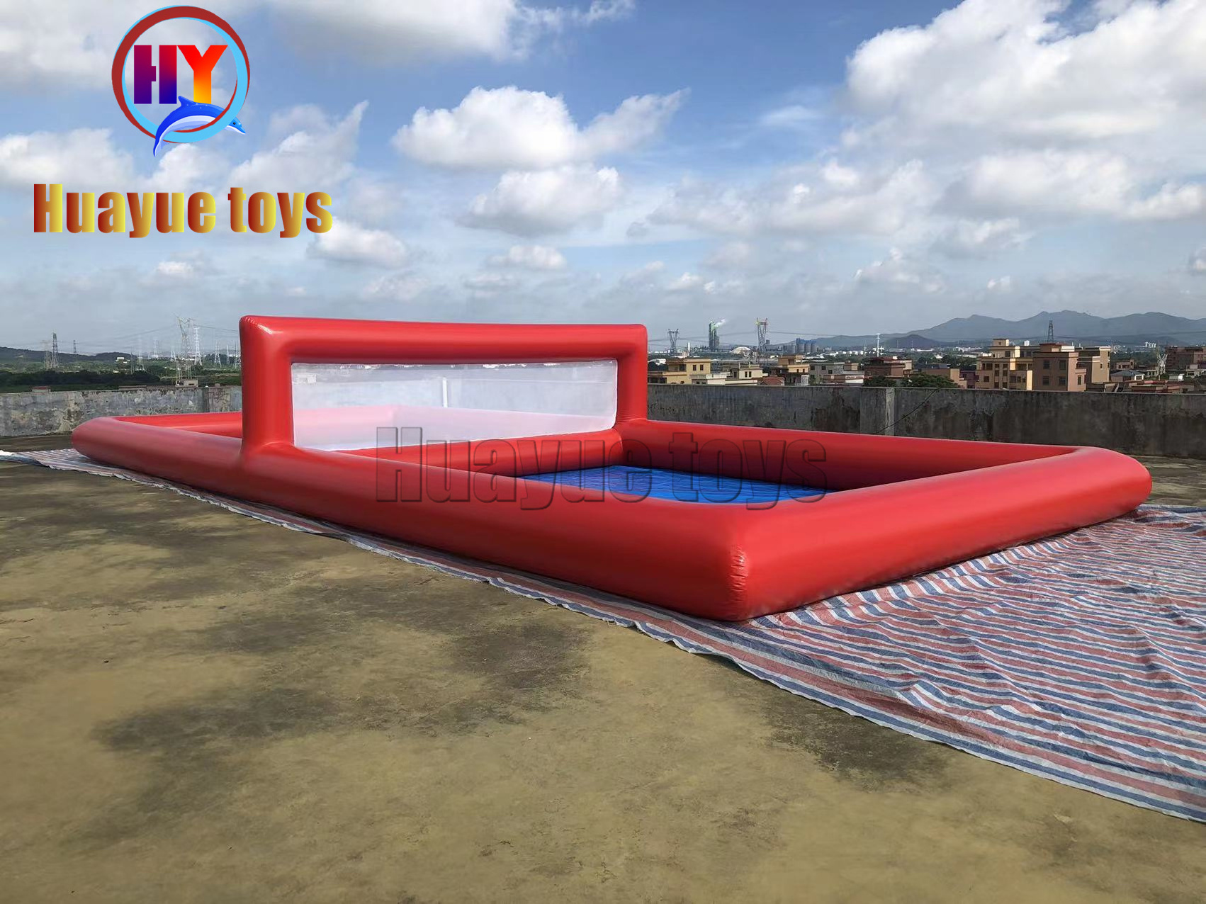 Water Play Giant Inflatable Beach Volleyball Court / Inflatable Water Volleyball Field For Sale