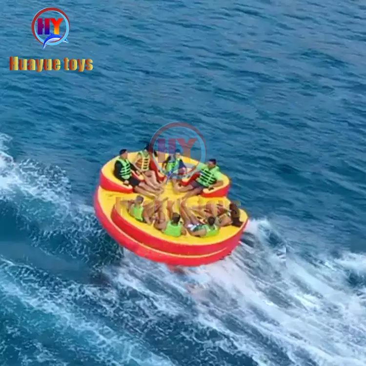 High quality PVC comfortable backrest super  inflatable banana boat ride spinner towable UFO water twister for disco boating