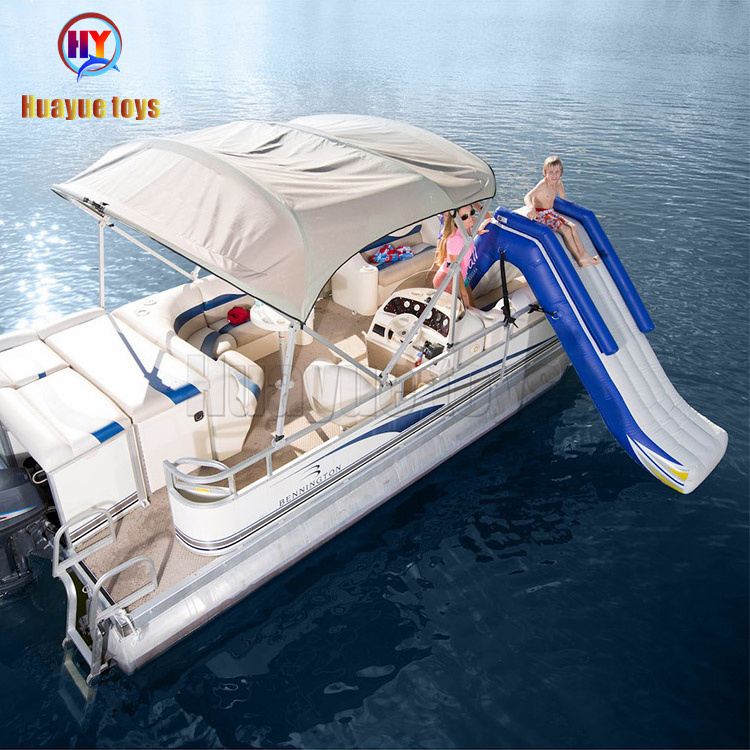 Entertainment Yacht Water Floating Slide PVC Inflatable Pontoon Boat Slide