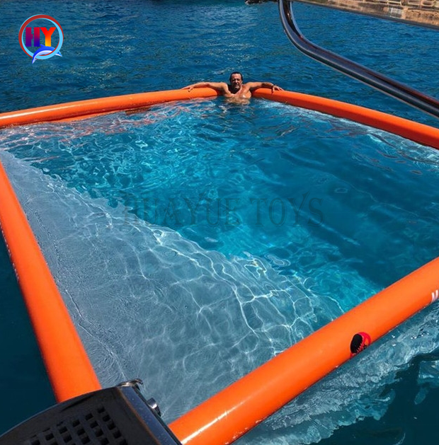 Water floating pad Inflatable Floating swimming pool on sea pool for yacht boats with jellyfish protect net PVC DWF Materials