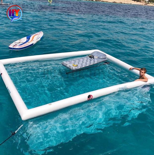 Water floating pad Inflatable Floating swimming pool on sea pool for yacht boats with jellyfish protect net PVC DWF Materials