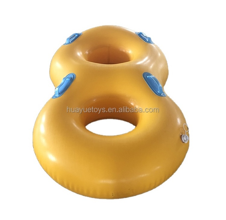 Custom sturdy double seat aqua park pool floating tube 2 person inflatable rafts for lake inflatable swimming rings for sports