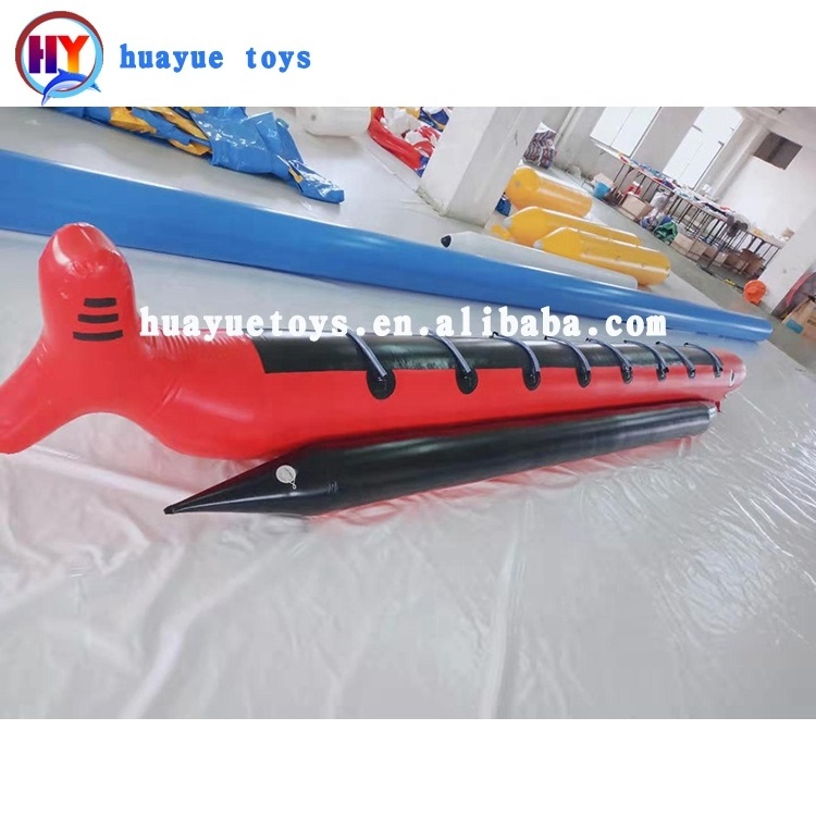 2023 Hot sales summer outdoor commercial inflatable shark banana boat for 8 persons for kids and adults for water games