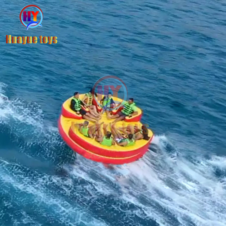 Outdoor sports game aqua games water floating spinner spinning rotating roll saturn towable tube disco boat for sale