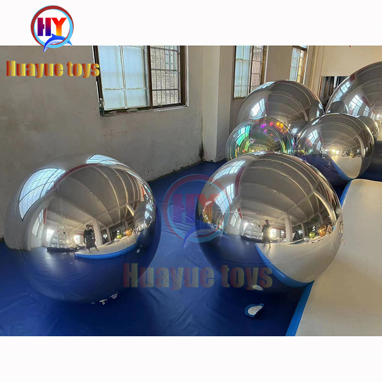 Gold 0.6m Floating PVC disco ball mirror Reflective Christmas Inflatable Mirror Ball for Decoration