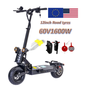 Electric Scooter 12inch vacuum road tire 60V 1600W rear Motor Folding Off Road Escooter For Adult