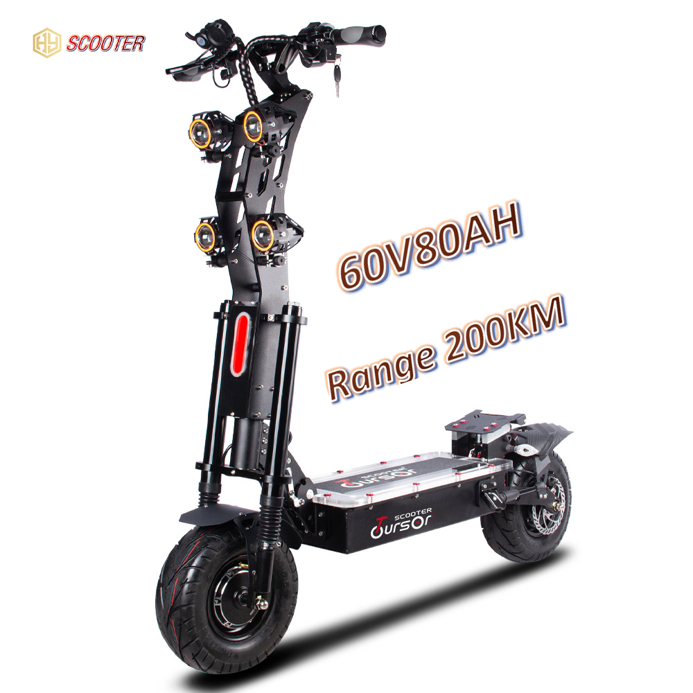 200KM 13inch China factory 8000w dual motor 60v 80AH Foldable two wheel electric scooter with foldable