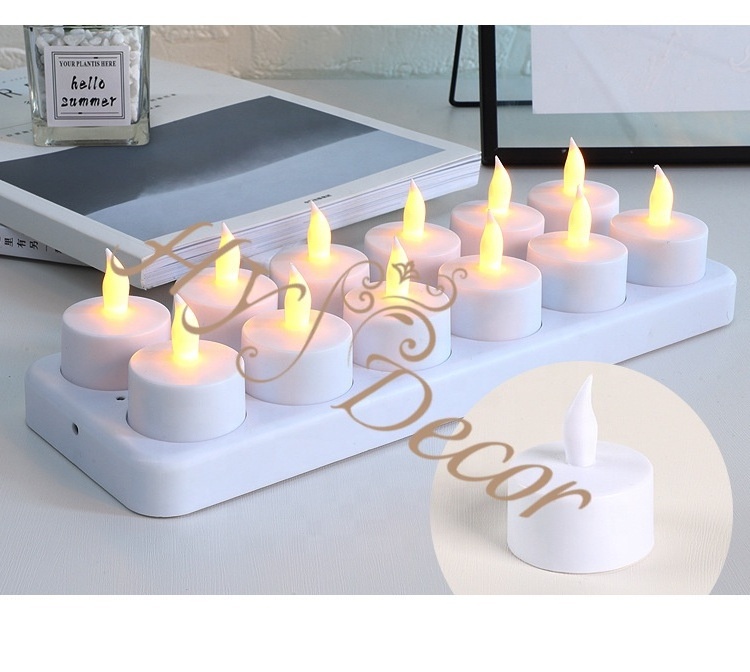 HY Flickering Candles Flameless Electronic Remote Control Rechargeable Led Tea Light Candle