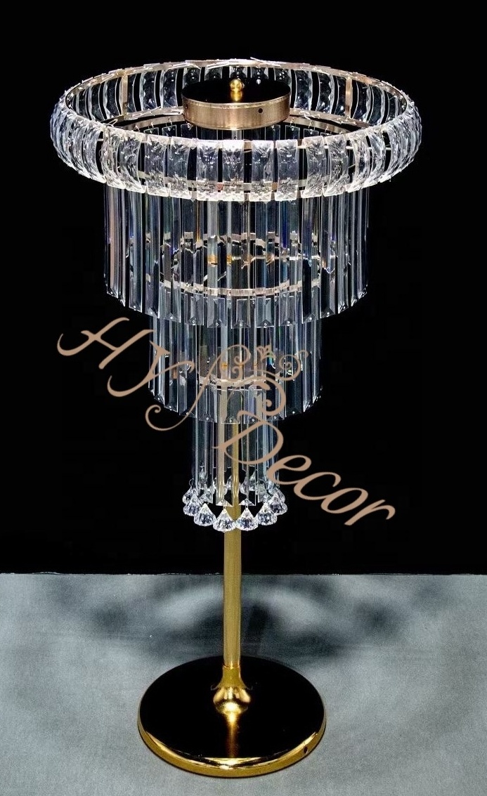 HY Lamps Rechargeable Glass Crystal Centerpieces Wedding Party Event Banquet Table Candelabra Centerpiece