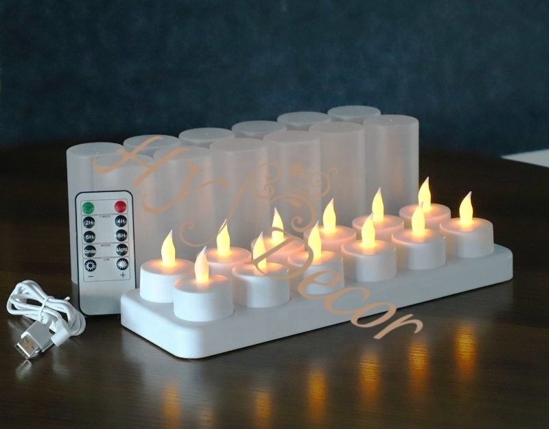 HY Flickering Candles Flameless Electronic Remote Control Rechargeable Led Tea Light Candle