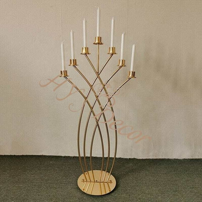 HY 7 Arms Tall Table Candle Holder Event Backdrop Candelabra Centerpiece Stands Wedding Stage Decor