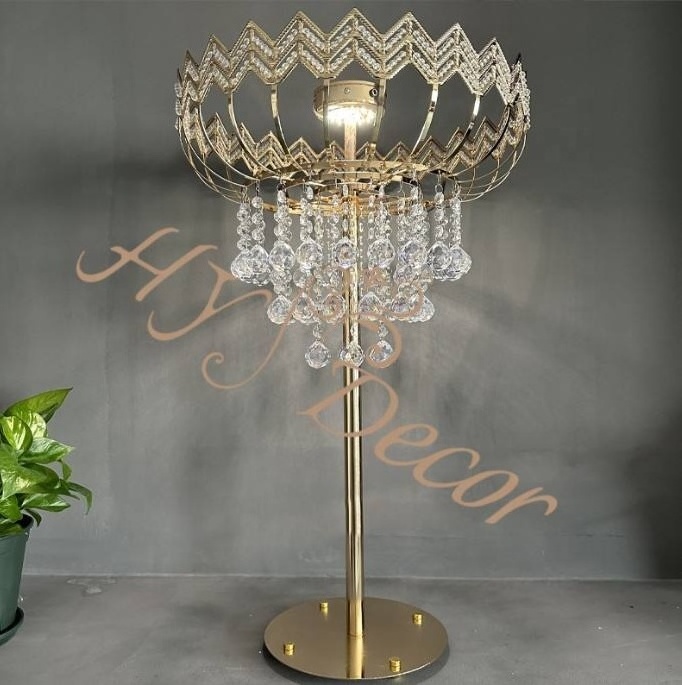 HY Lamps Rechargeable Glass Crystal Centerpieces Wedding Party Event Banquet Table Candelabra Centerpiece