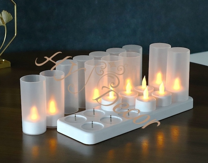 HY Flickering Candles Flameless Electronic Remote Control Rechargeable Led Tea Light Candle