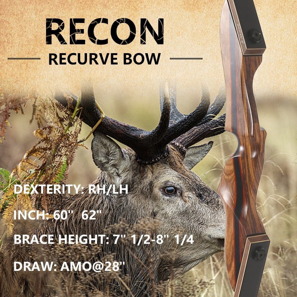 2023 New Recon Old Mountain 60 Inch 62 Inch Take Down Recurve Bow Archery Bow And Arrow For Hunting Recurve Bow Set