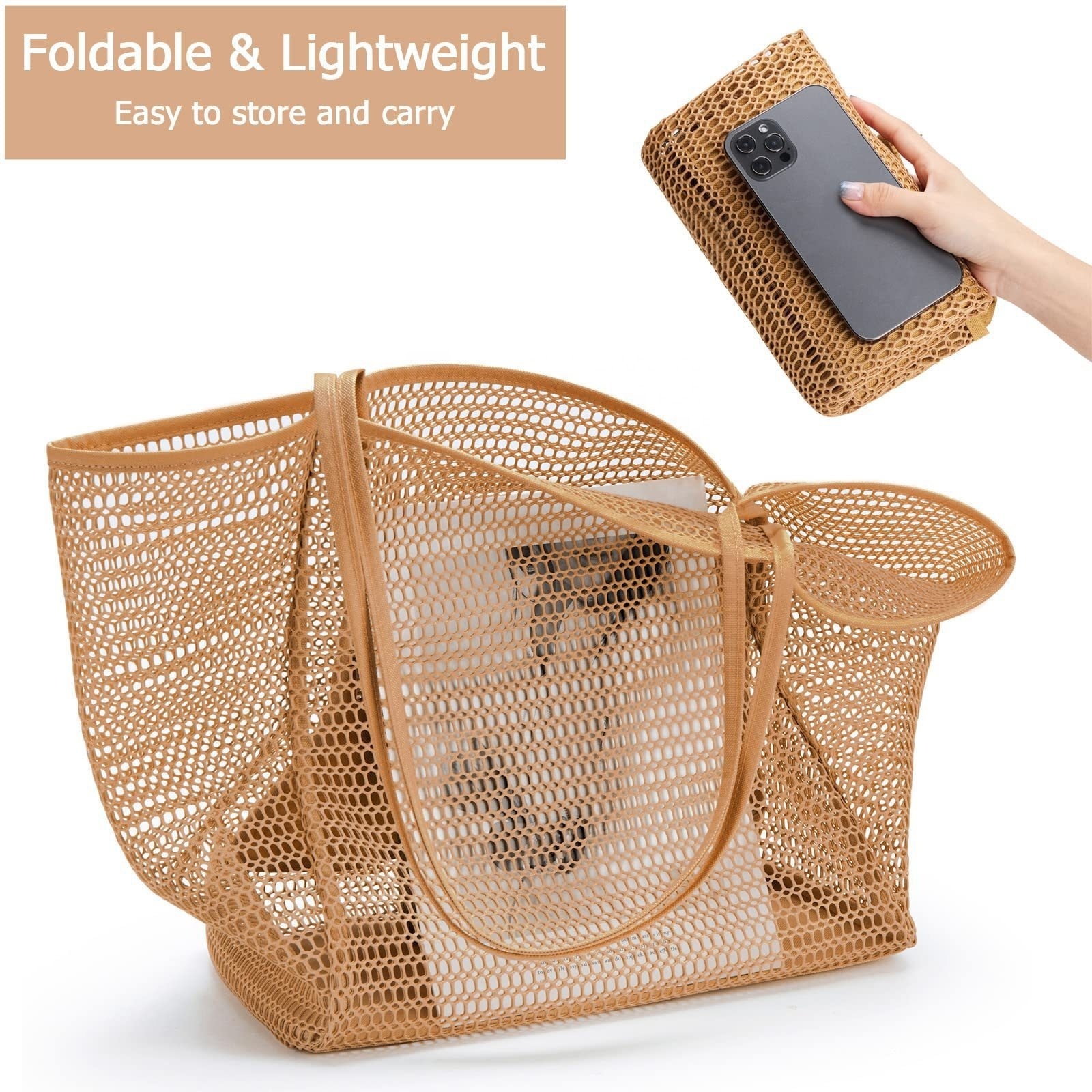 Beach bag, mesh, one shoulder carrying bag for men and women to carry out outdoor washing, swimming clothes storage bag