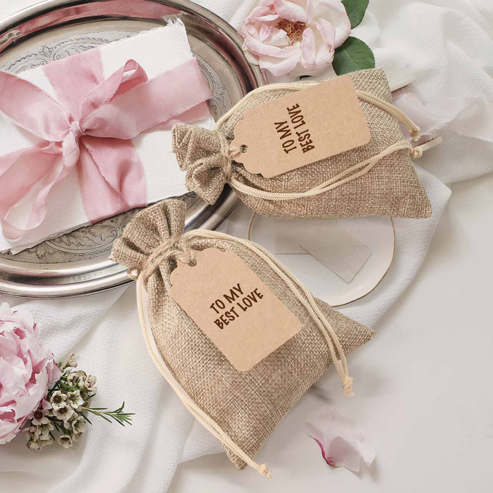 Wholesale Custom Logo Nature Color Jute Pouch Gift Jewelry Packing Storage Hessian Hemp Drawstring Bag