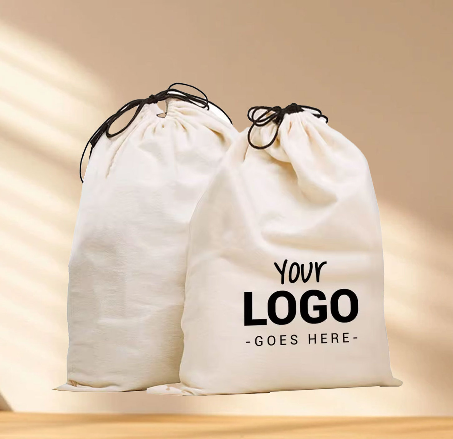 Custom Recycle Organic Cotton Canvas Fabric Drawstring Dust Bag With Logo Printed Cotton Handle