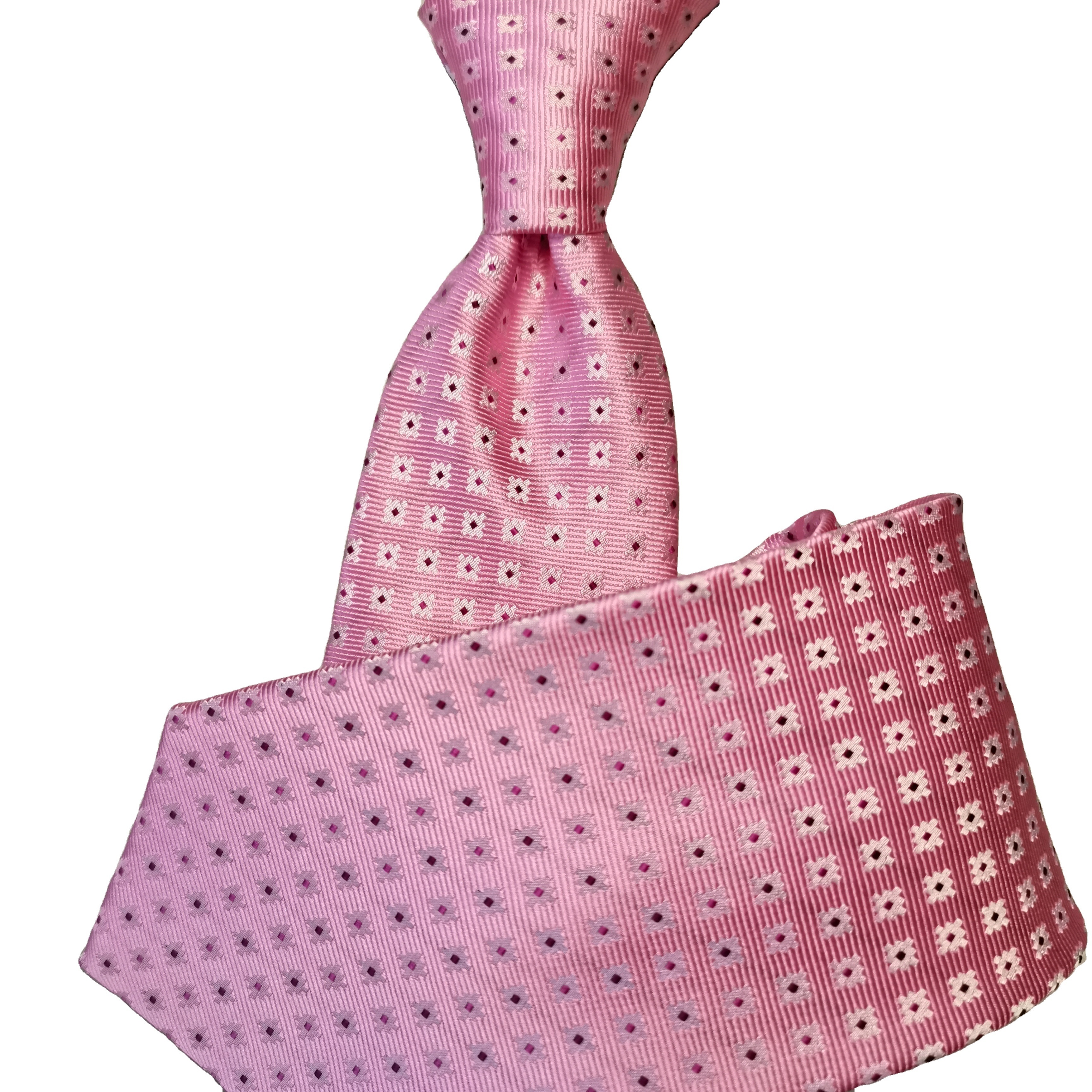 Wholesale Microfiber Polyester Necktie Hot Sale Pink Geo Classic Fashion Wedding Weave Woven Jacquard  Customization  For Men