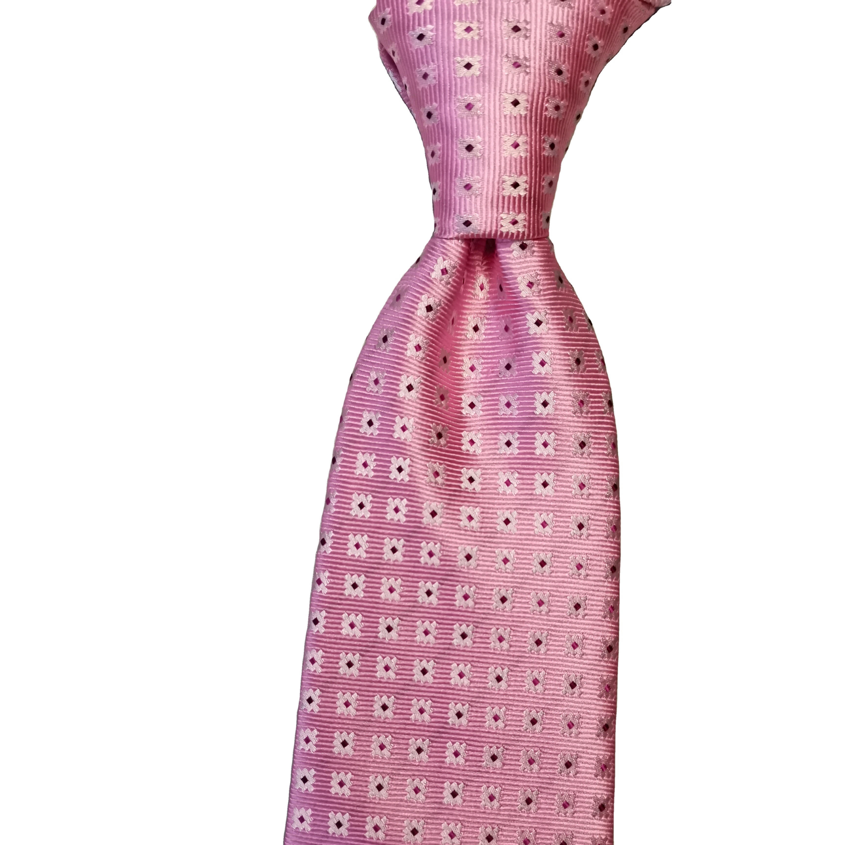 Wholesale Microfiber Polyester Necktie Hot Sale Pink Geo Classic Fashion Wedding Weave Woven Jacquard  Customization  For Men