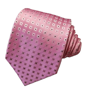 Wholesale Microfiber Polyester Necktie Hot Sale Pink Geo Classic Fashion Wedding Weave Woven Jacquard  Customization  For Men