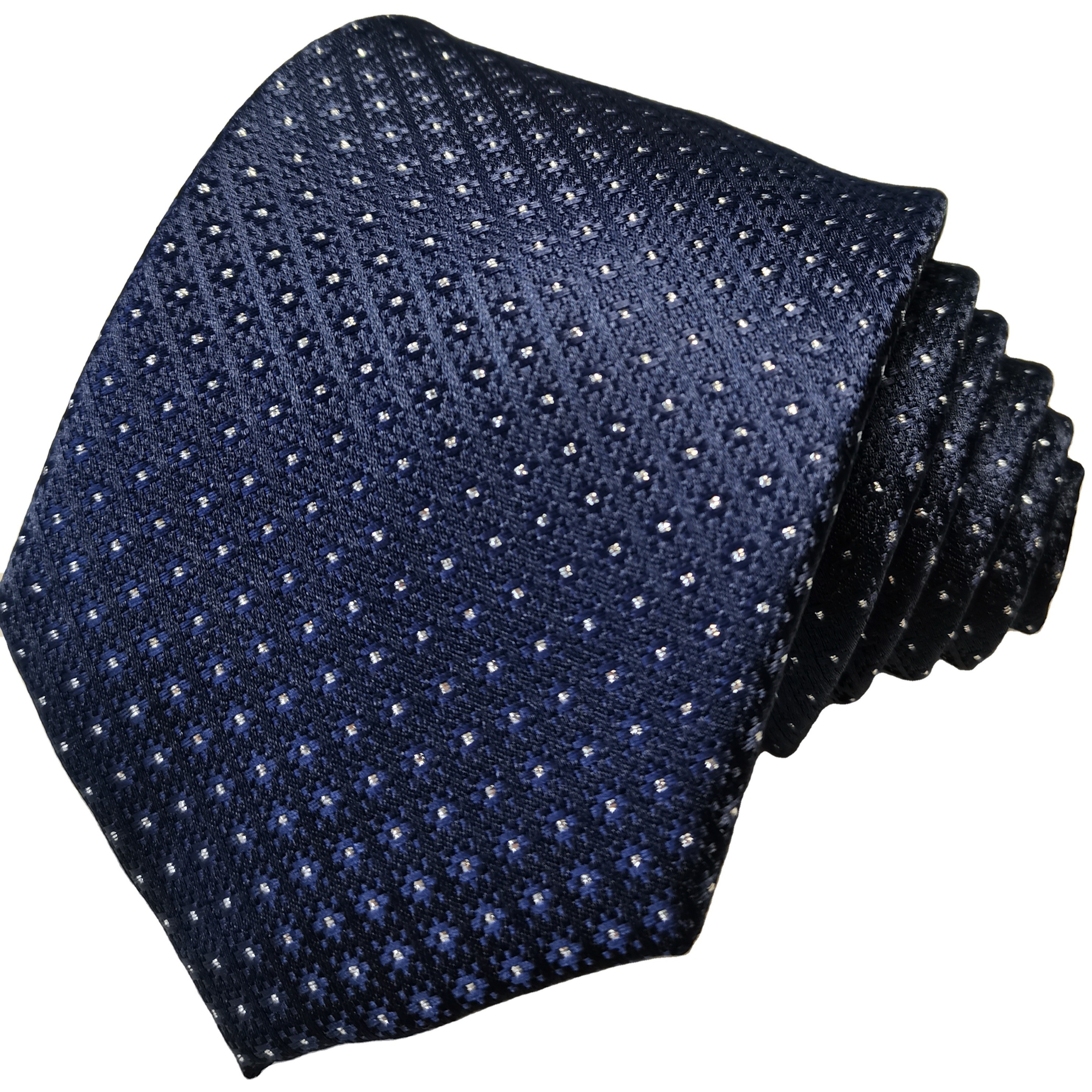 Wholesale Microfiber Polyester Necktie Hot Sale Navy Geo Classic Fashion Weave Woven Jacquard  Customization  For Men Tie