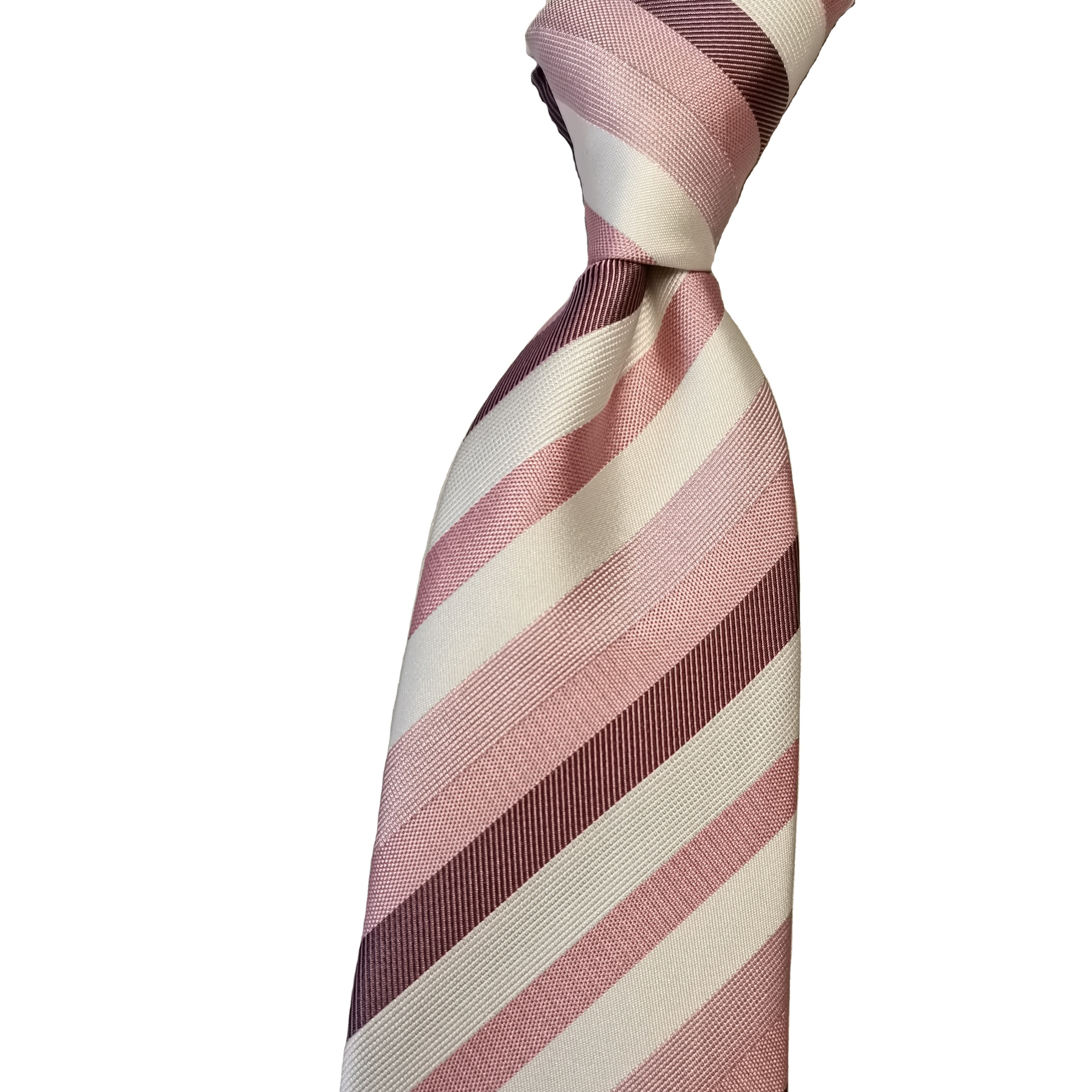 Wholesale Microfiber Polyester Necktie Hot Sale Pink Stripe Classic Fashion Weave Woven Jacquard  Customization  For Men Tie