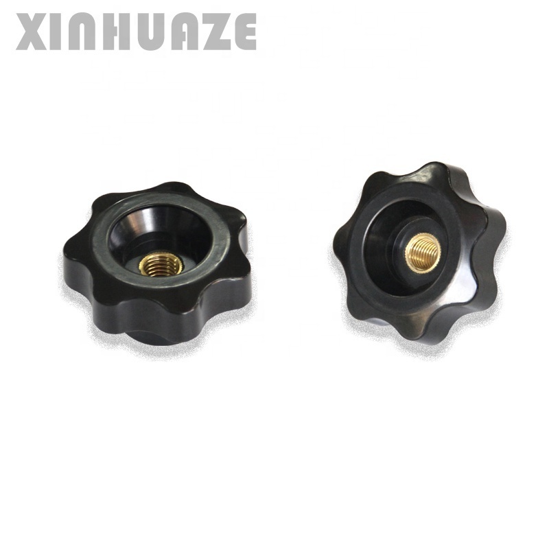 black phenolic resin seven star handle  brass thread Star shape head clamp bakelite handwheel knob