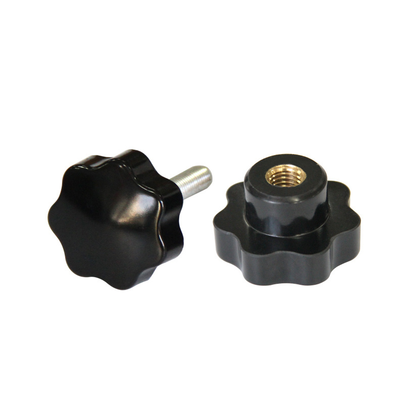 black phenolic resin seven star handle  brass thread Star shape head clamp bakelite handwheel knob