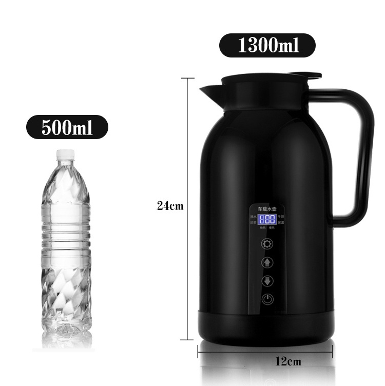 S30408 Stainless steel liner electric kettle Touch screen temperature control adjustment 1300ml electric kettle 24V/12V for car