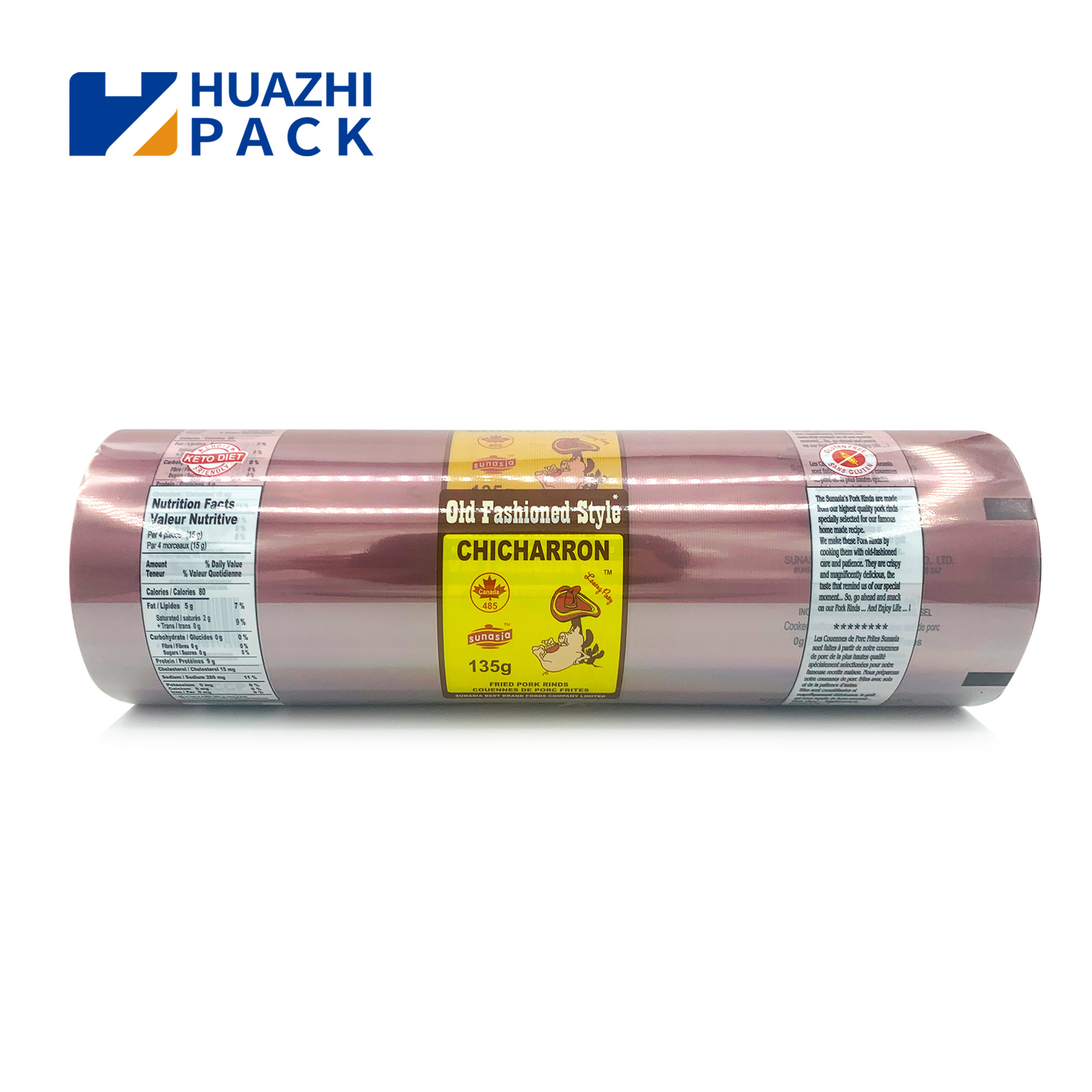 Custom Printed Flexible Laminated Transparent Plastic Packaging Roll Film Food Sachet Film Roll Packaging Roll Stock