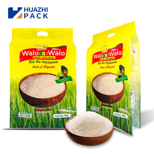 Custom 1kg 2kg 5kg 10kg food grade big volume vac pack rice packaging bag with plastic handle