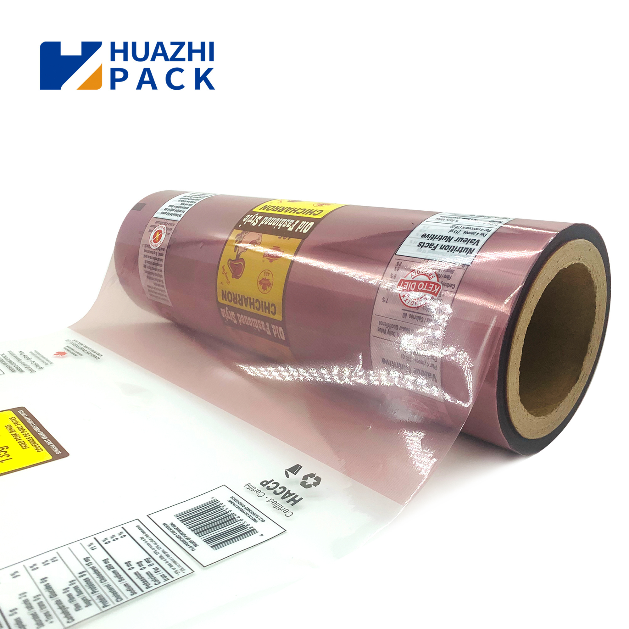 Custom Printed Flexible Laminated Transparent Plastic Packaging Roll Film Food Sachet Film Roll Packaging Roll Stock