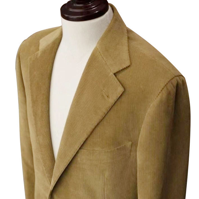 Bespoke Best Brands Custom Made Yellow Corduroy Wedding Men's Suits 2 Pieces