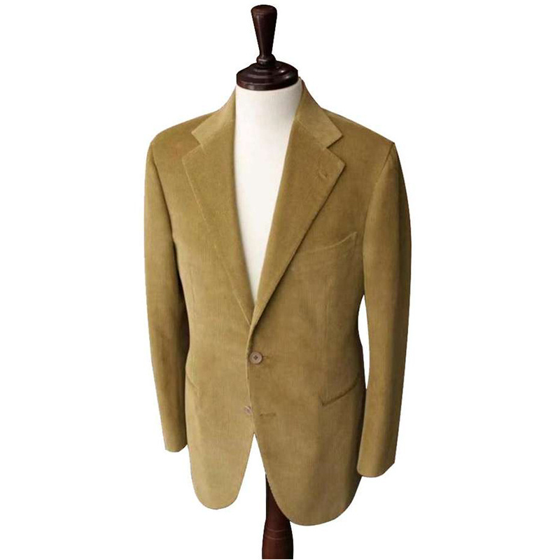 Bespoke Best Brands Custom Made Yellow Corduroy Wedding Men's Suits 2 Pieces