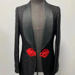 2021New Black Red Shawl Lapel Wedding Suits 2 Pieces Men Suits Groom Tuxedos