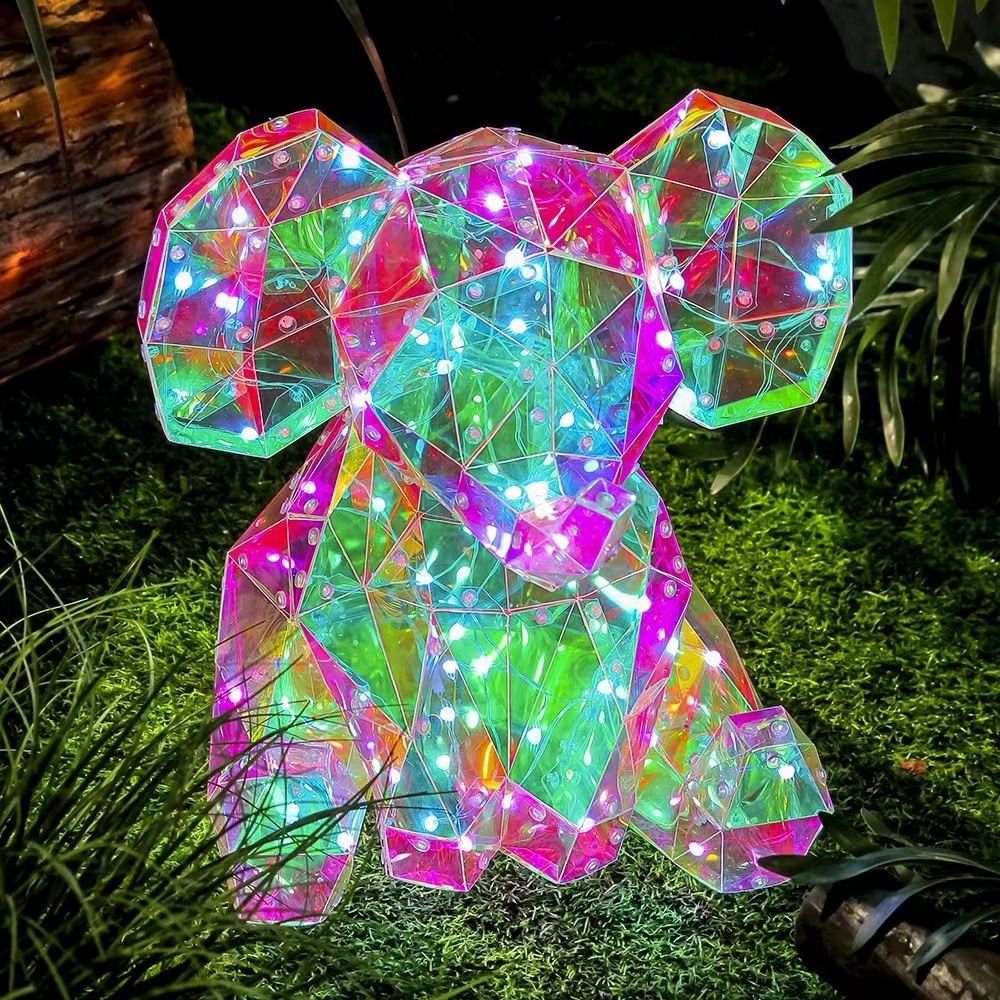 New Arrival Film Pvc Led Light Teddy Bear Pvc Decorative Film Glow In The Dark Teddy Bear