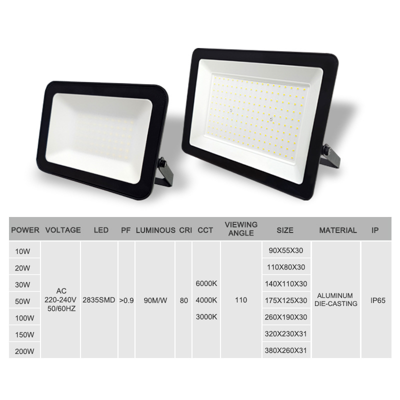 Portable 10W 20W 30W 50W 100W 150W 200W Waterproof IP65 Spotlight Outdoor Floodlight Stadium Projector LED Flood Light