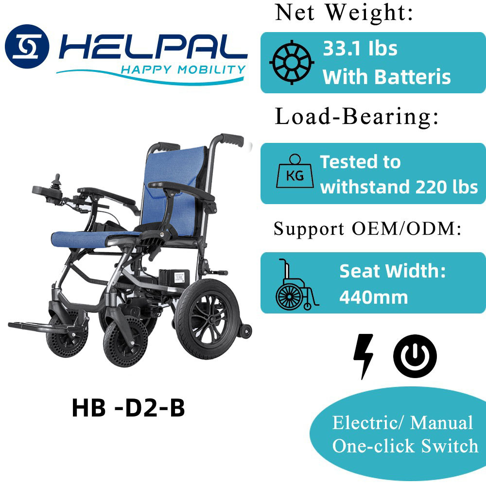 Hubang Airplane Approved Removable Lithium Battery Alumminum Alloy Free Electric Wheelchair With Pneumatic Tires