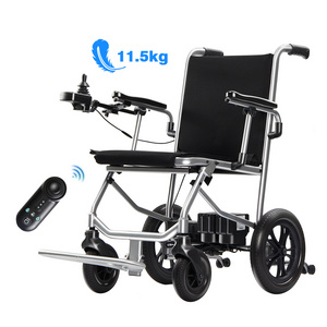 Outdoor Travel Ultra Light Aluminum Alloy Wheel Chair Portable Remote Control Folding Power Electric Wheelchair For Disabled