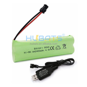 4.8V 2400mAh Ni-MH AA rechargeable Battery Pack with USB Charge Cable SM 2P Plug for Remote Control Toys Lighting Power Tools