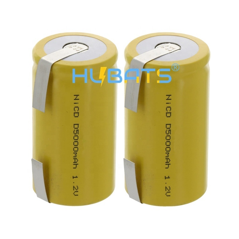 5Ah NiCd 5000mAh D Size battery for Emergency light Flashlight 1.2V 5000mAh Size D Flat Top battery with tabs 1.2V NiCd D Cells