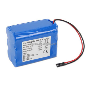 5200mAh 11.1v Lithium ion 18650 3S2P 57.72wh 5.2Ah 12v battery for pool vac Altec Lansing speaker LED light