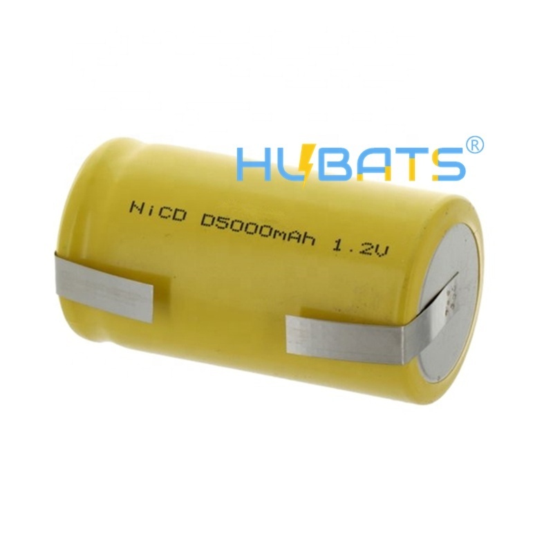 5Ah NiCd 5000mAh D Size battery for Emergency light Flashlight 1.2V 5000mAh Size D Flat Top battery with tabs 1.2V NiCd D Cells