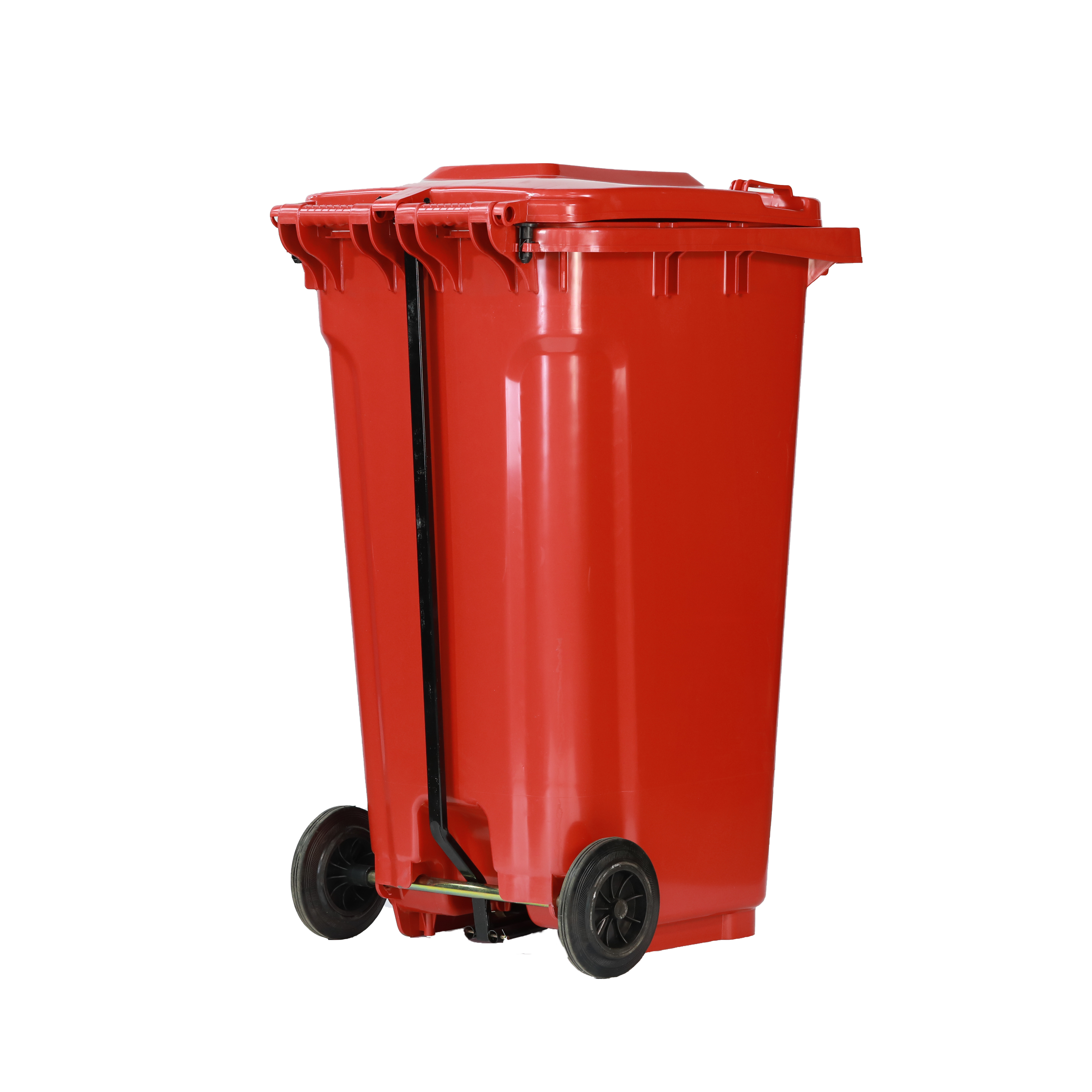 240L Plastic Dustbin with Foot Pedal Waste Bin with Lid&Wheels outdoor trash can