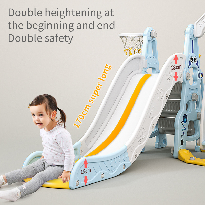 Combination Basketball Hoop Plastic Slide and Swing Set Indoor Playground Equipment Kindergarten Toddler Swing Indoor for Kids