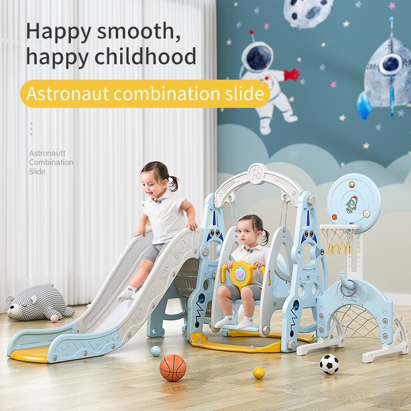 Combination Basketball Hoop Plastic Slide and Swing Set Indoor Playground Equipment Kindergarten Toddler Swing Indoor for Kids