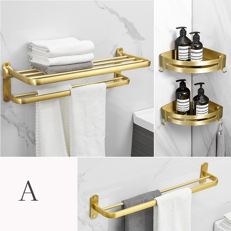 Towel Rack Wall Shelf Gold Bathroom Modern High Quality Aluminum Alloy Wall Mounted Polished 3 Years Steel Corner Shelf