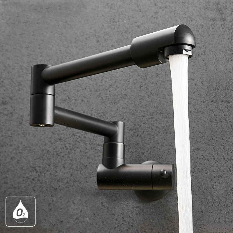 In-wall Black Kitchen Sink Single Cold Water Faucet All Contemporary Led Display Electric Kitchen Water Heating Tap Wall Mounted