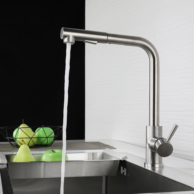 Flexible Kitchen Faucet Brushed Deck Mounted Sanitary Ware Sink Mixer Tap Single Handle Pull Out Water Faucet CLASSIC Modern